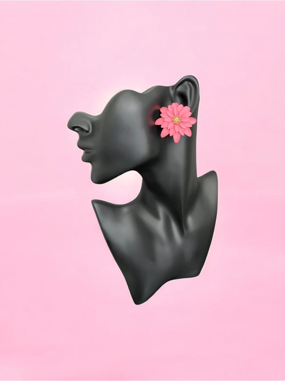 Bubble Gum Pink Flower Statement Earrings